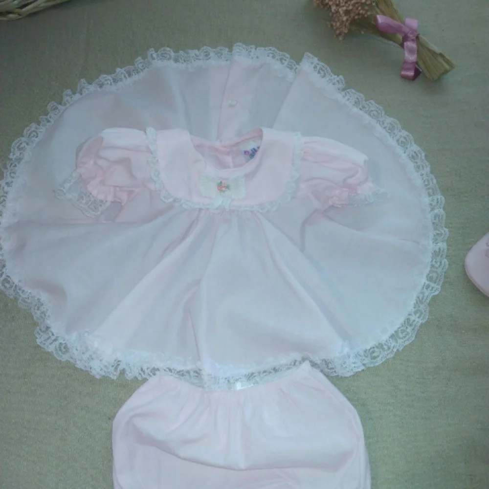 Vintage Pink Baby Dress with Lace Trim - Picture 4 of 8
